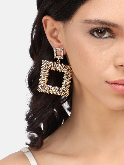 Gold-Plated Square Drop Earrings