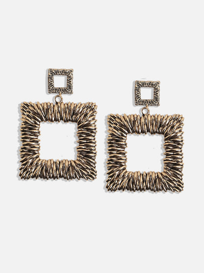 Gold-Plated Square Drop Earrings