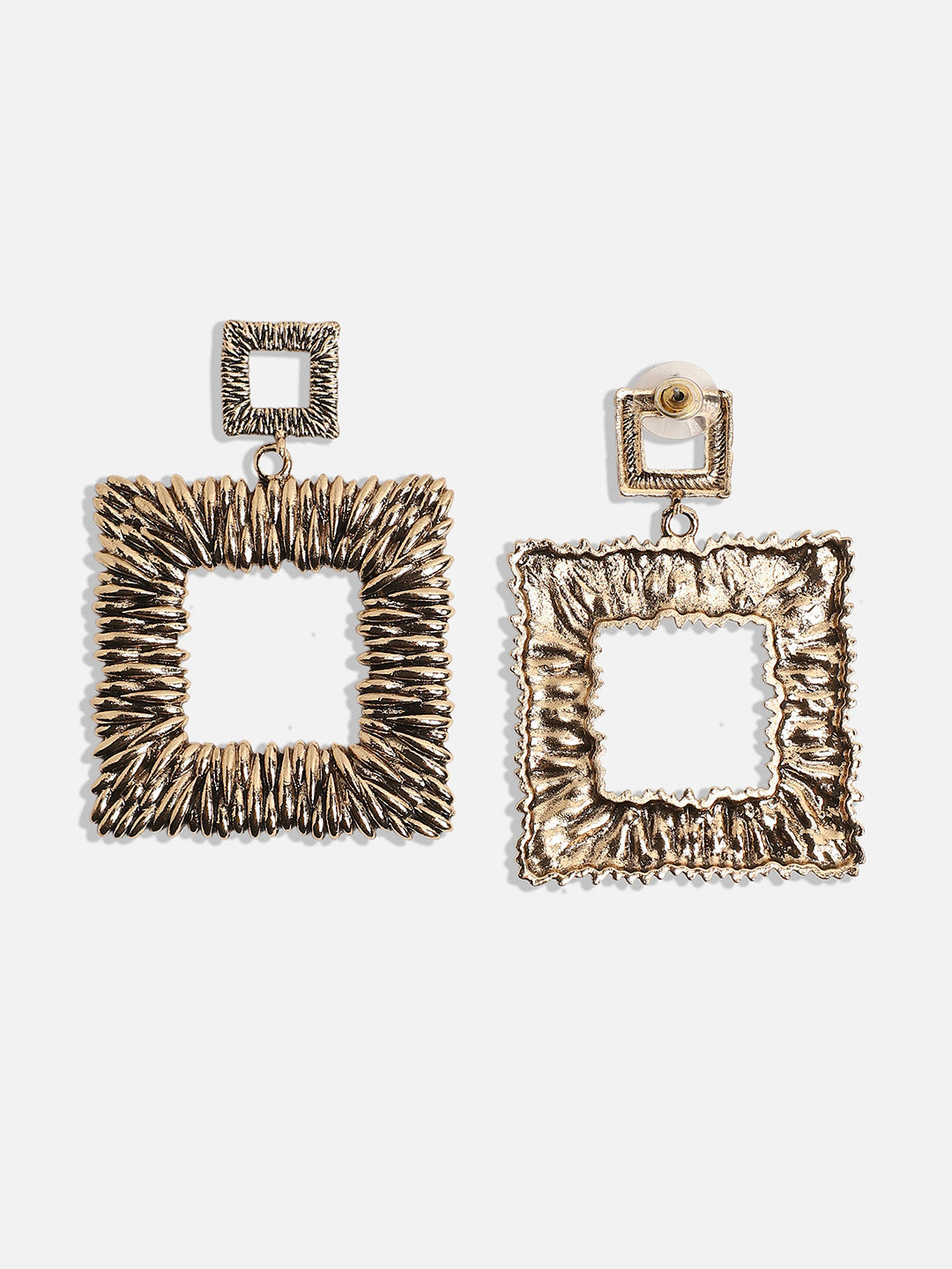 Gold-Plated Square Drop Earrings