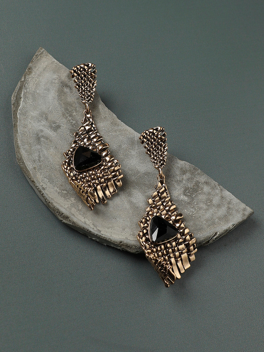 Gold-Plated Contemporary Drop Earrings