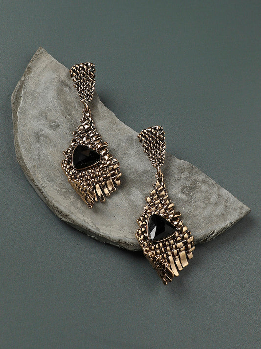 Gold-Plated Contemporary Drop Earrings