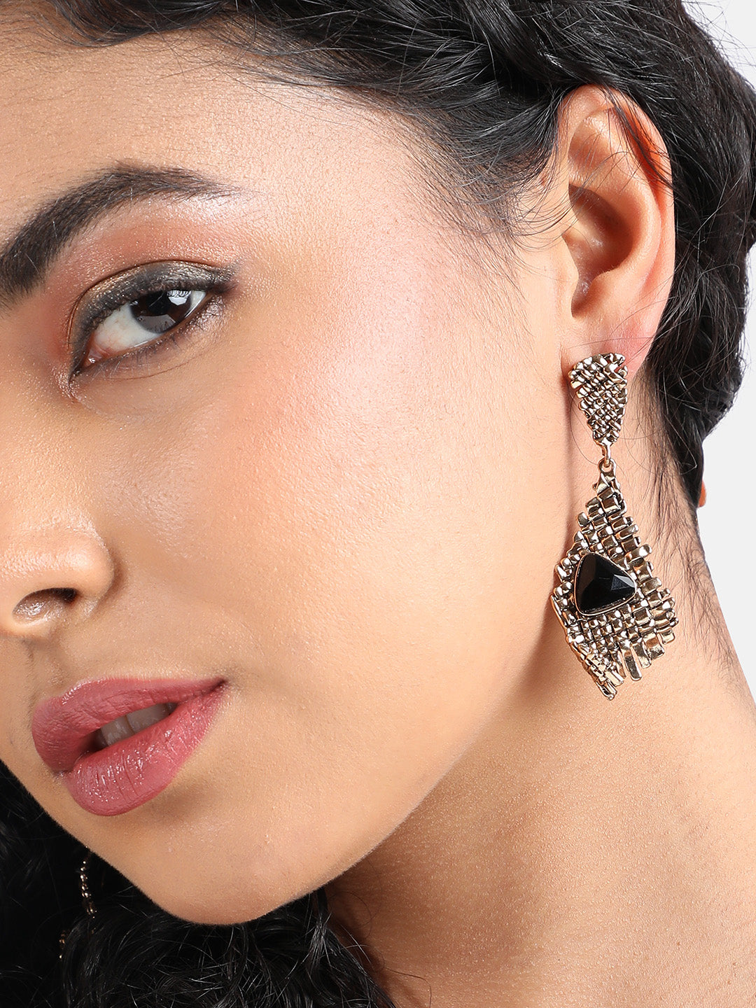 Gold-Plated Contemporary Drop Earrings
