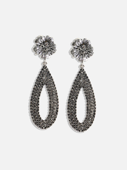 Silver-Plated Teardrop-Shaped Drop Earrings