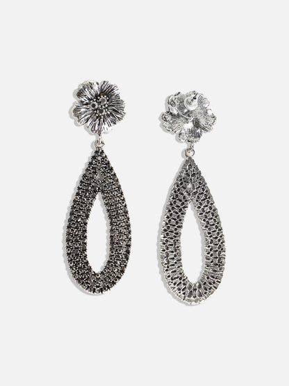 Silver-Plated Teardrop-Shaped Drop Earrings