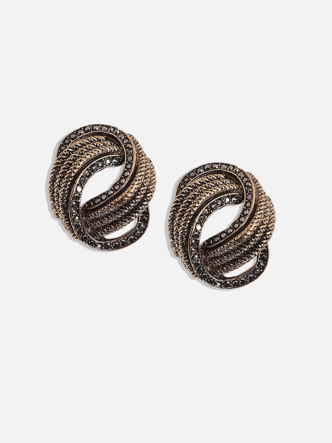 Gold-Plated Stone-Studded Contemporary Studs Earrings