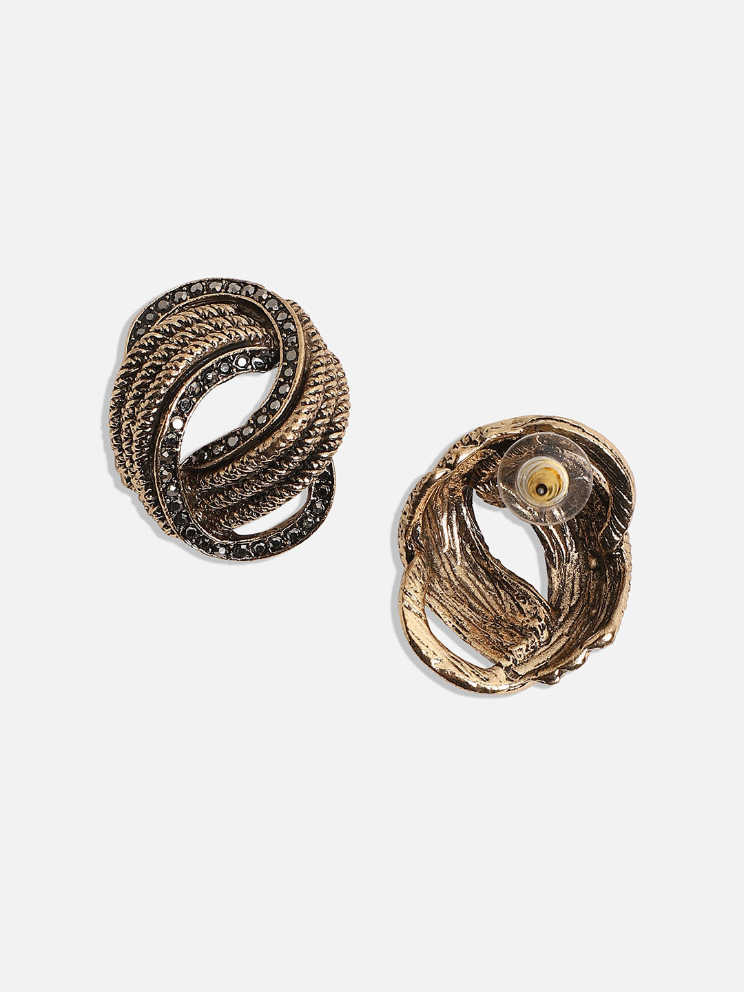 Gold-Plated Stone-Studded Contemporary Studs Earrings