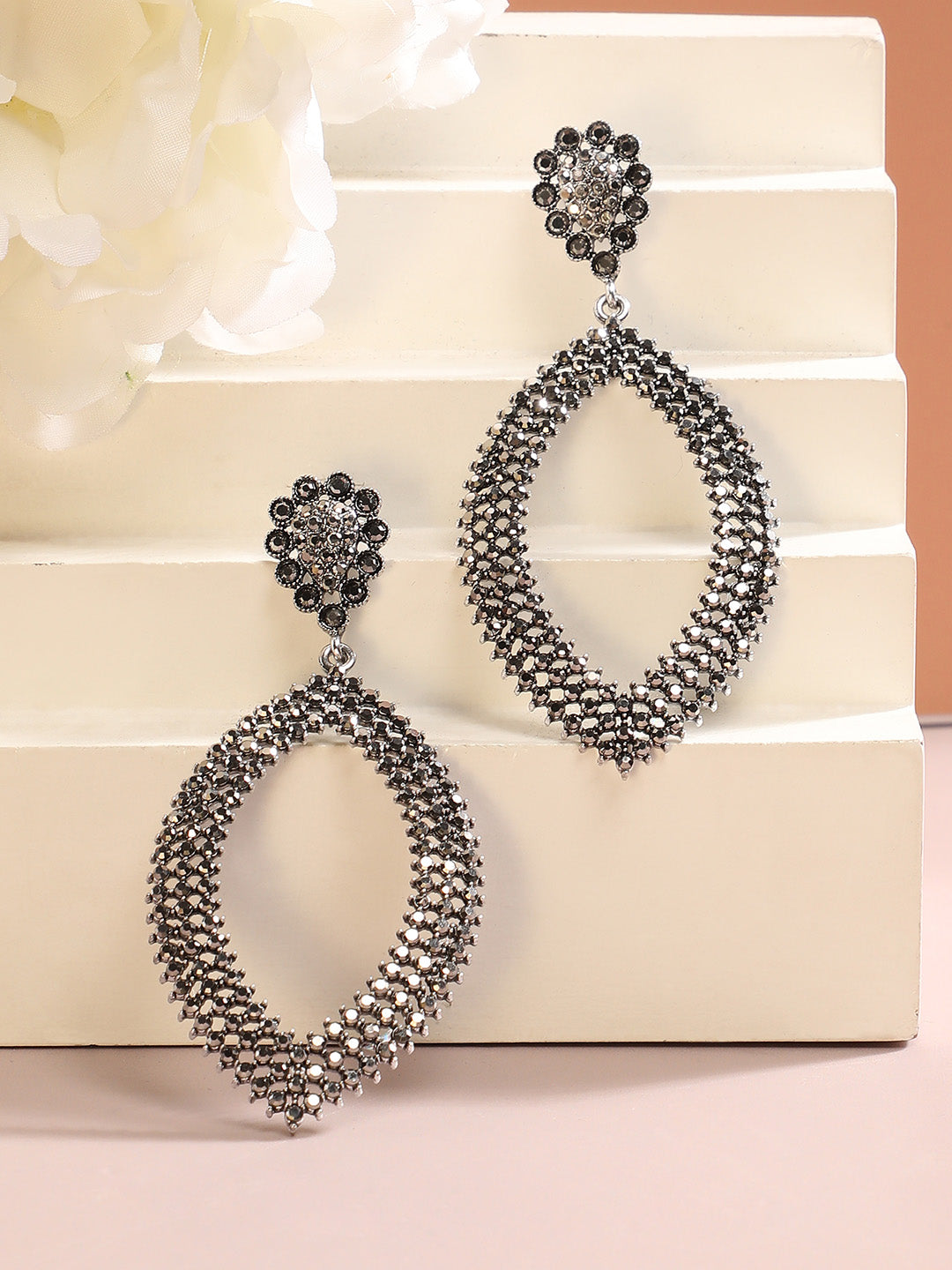 Silver-Plated Contemporary Drop Earrings