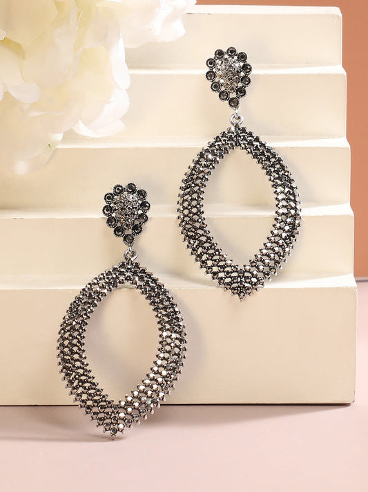 Silver-Plated Contemporary Drop Earrings