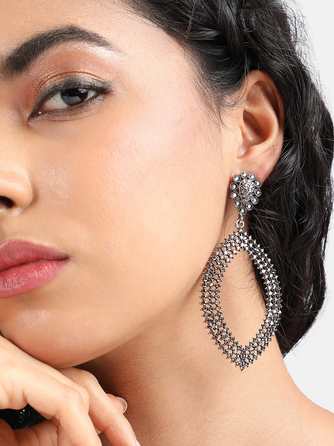 Silver-Plated Contemporary Drop Earrings