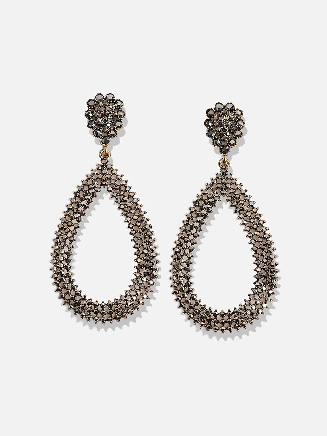 Silver-Plated Teardrop Shaped Drop Earrings