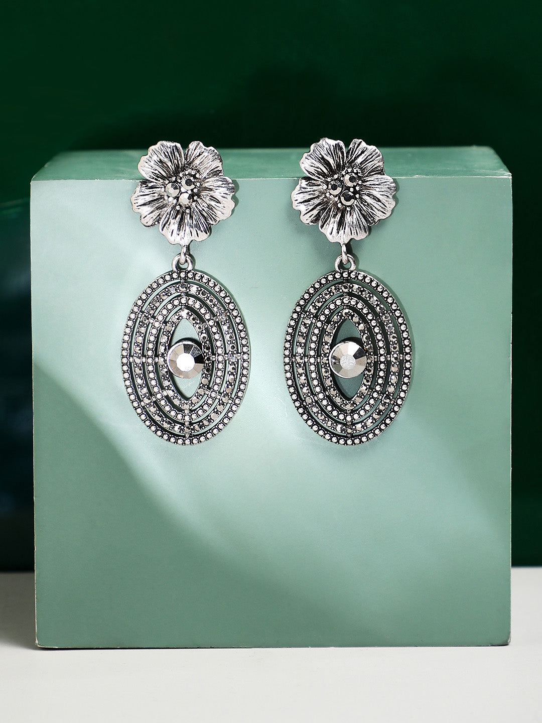 Silver-Plated Contemporary Drop Earrings