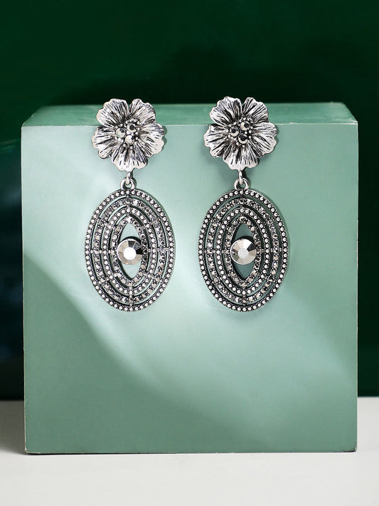 Silver-Plated Contemporary Drop Earrings