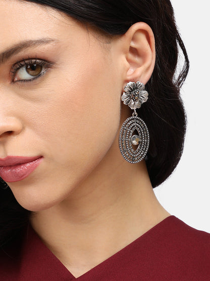 Silver-Plated Contemporary Drop Earrings