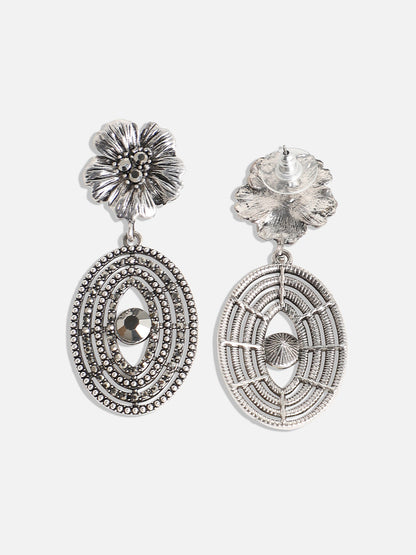 Silver-Plated Contemporary Drop Earrings