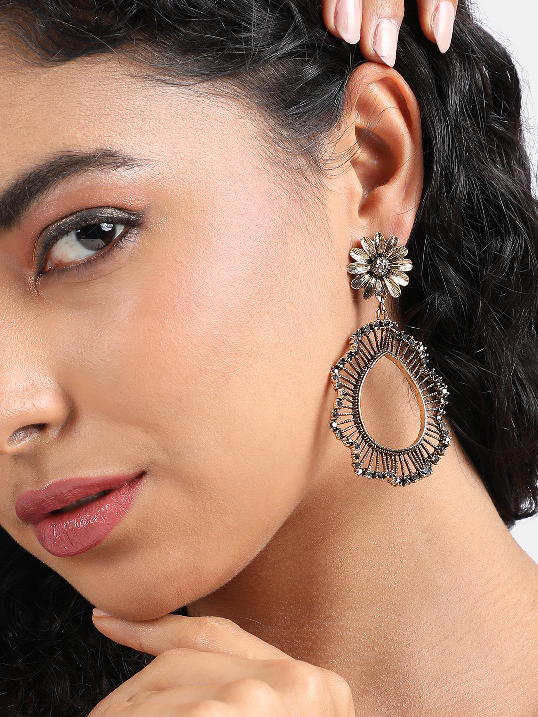 Gold-Plated Contemporary Drop Earrings