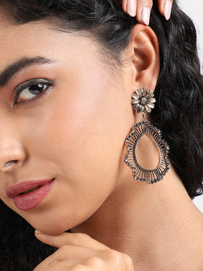 Gold-Plated Contemporary Drop Earrings