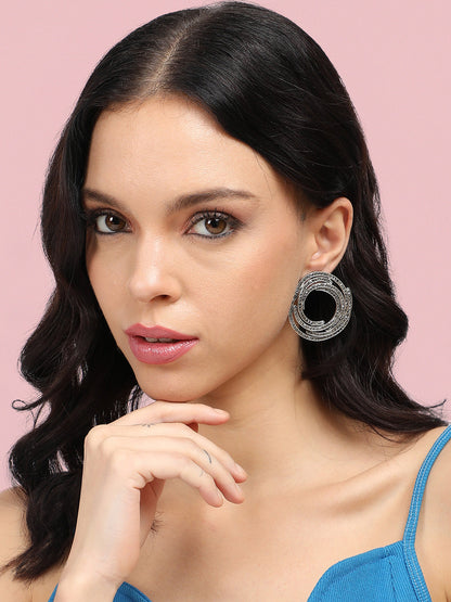 Silver-Plated Artificial Stones Contemporary Studs Earrings