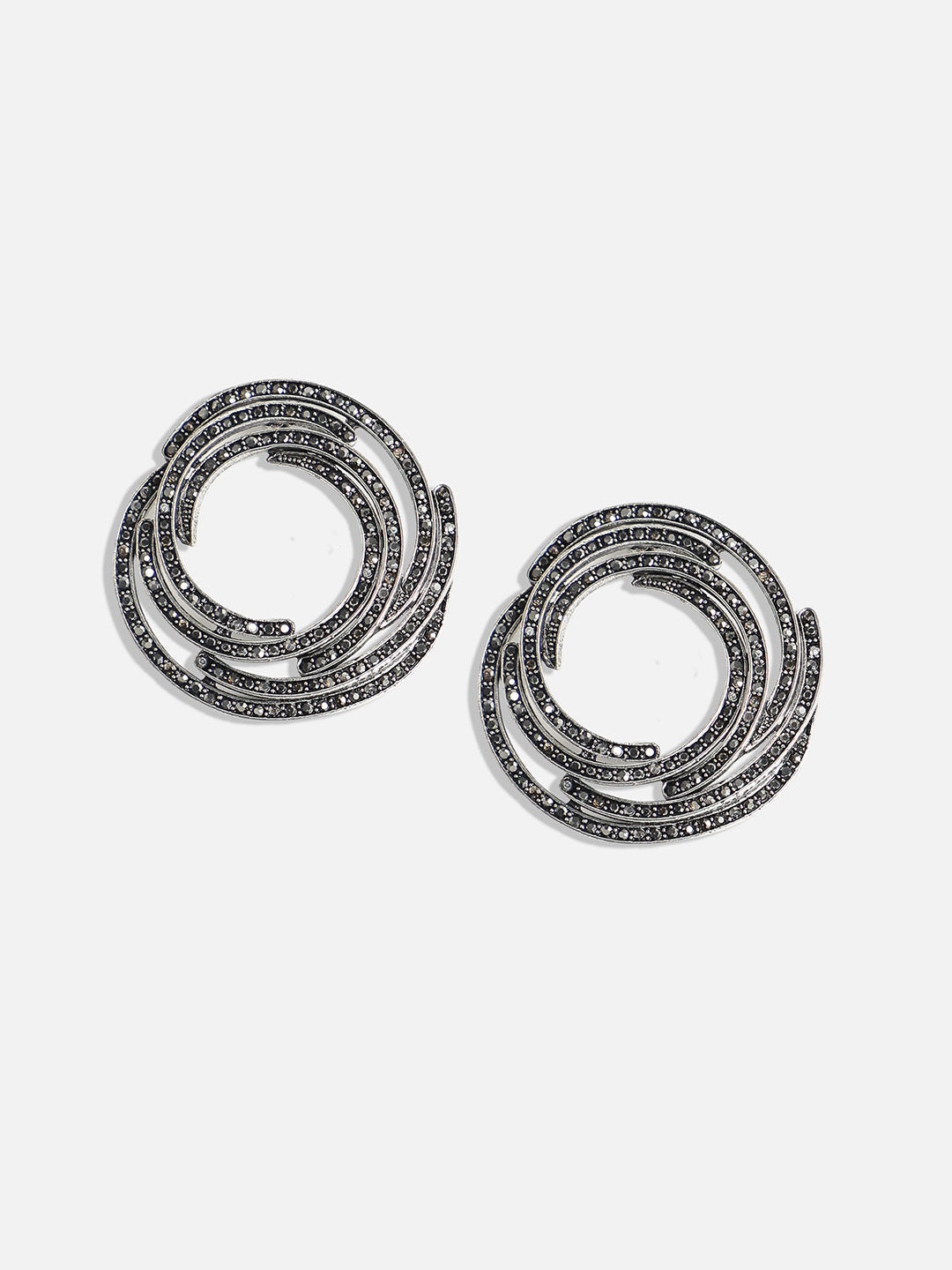 Silver-Plated Artificial Stones Contemporary Studs Earrings