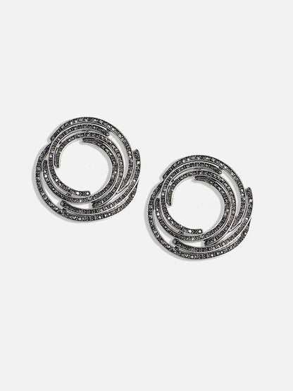 Silver-Plated Artificial Stones Contemporary Studs Earrings
