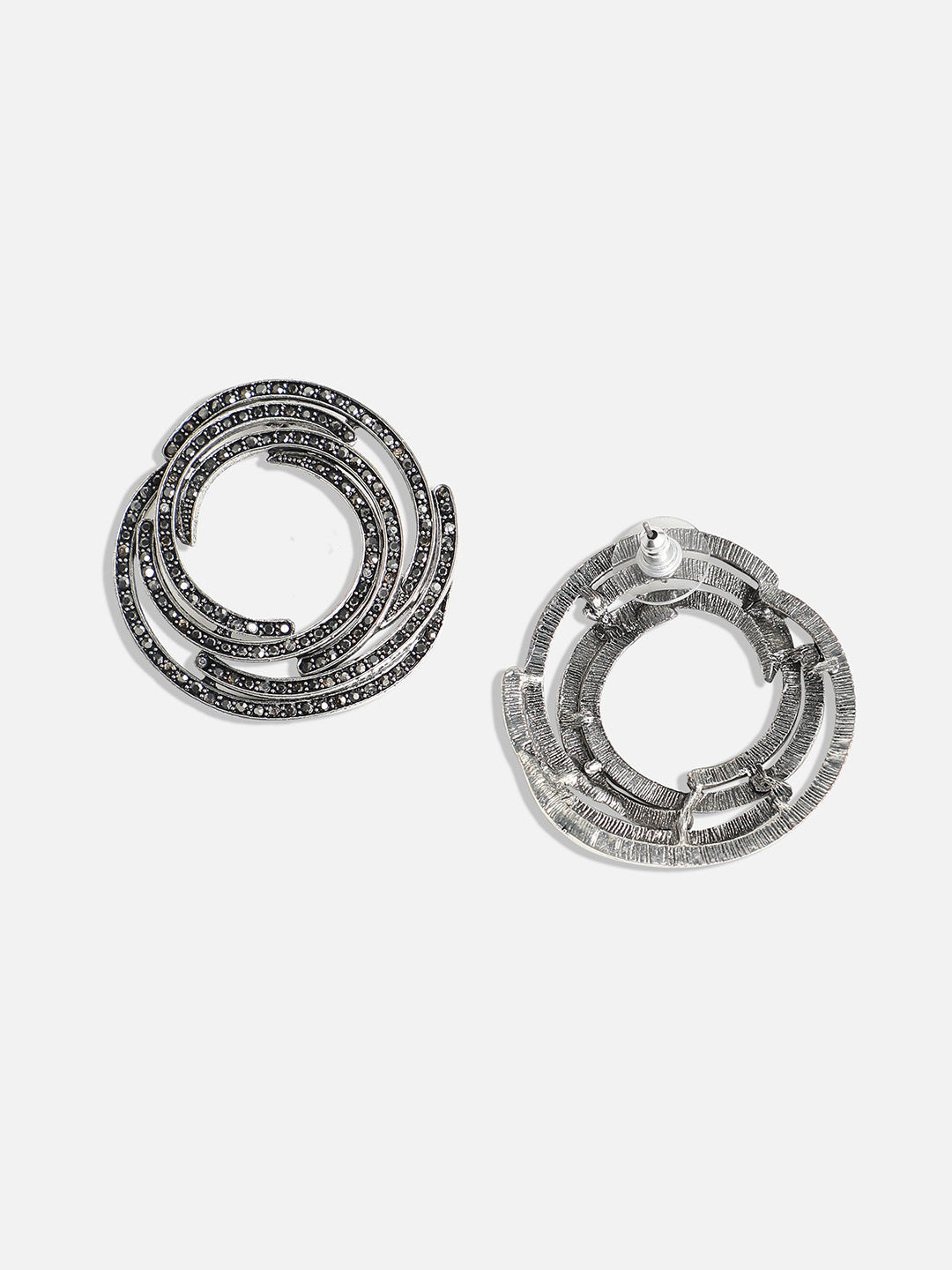 Silver-Plated Artificial Stones Contemporary Studs Earrings