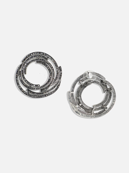 Silver-Plated Artificial Stones Contemporary Studs Earrings
