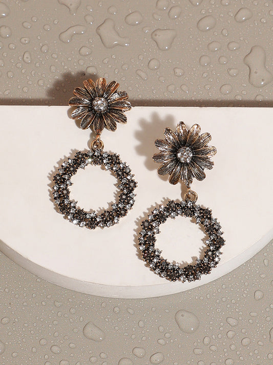 Gold-Plated Floral Drop Earrings