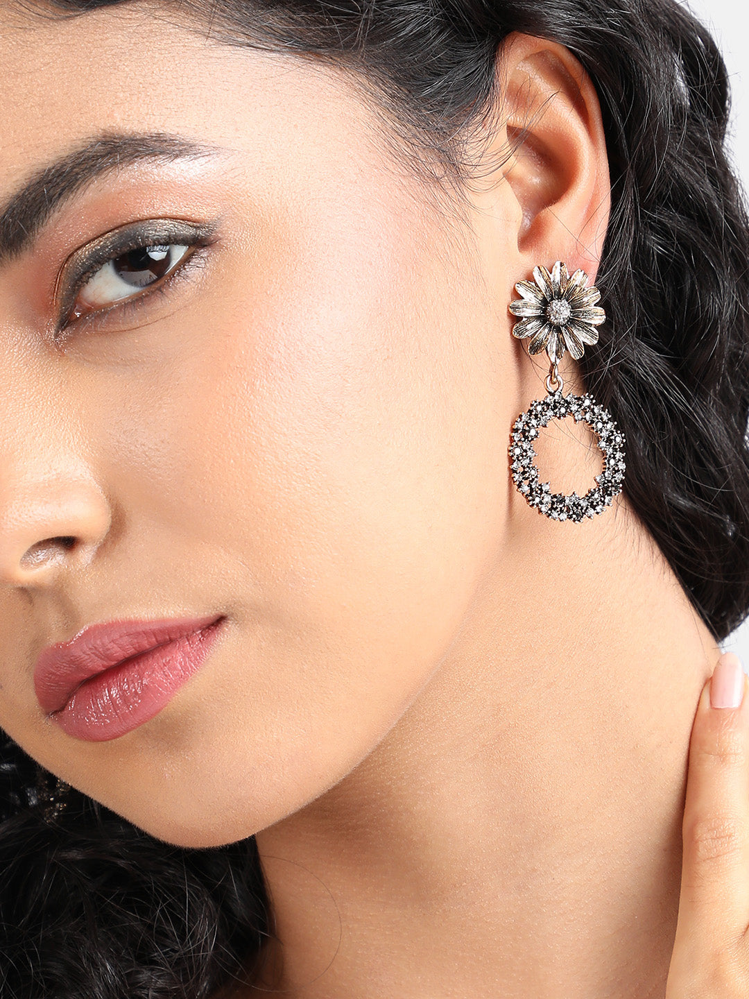 Gold-Plated Floral Drop Earrings