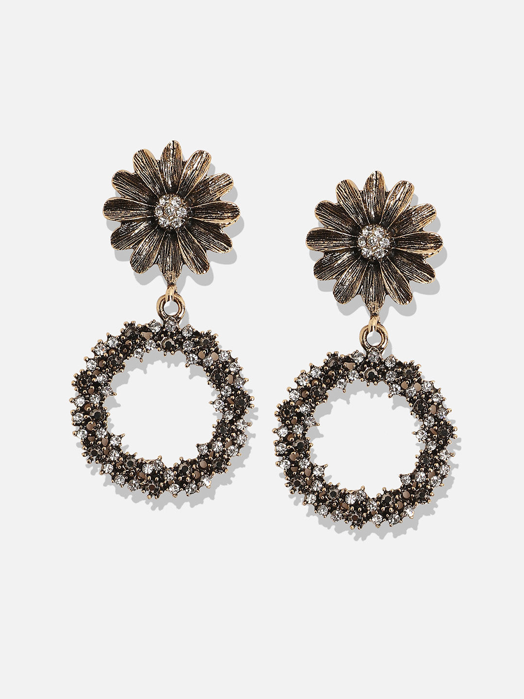 Gold-Plated Floral Drop Earrings
