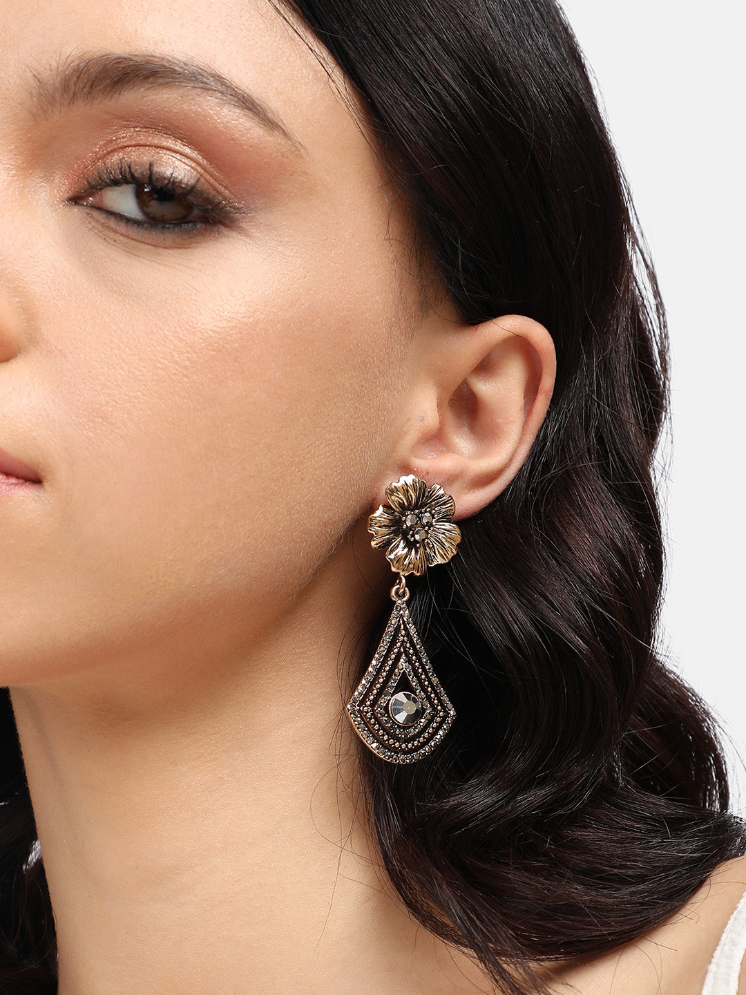 Gold-Plated Contemporary Drop Earrings
