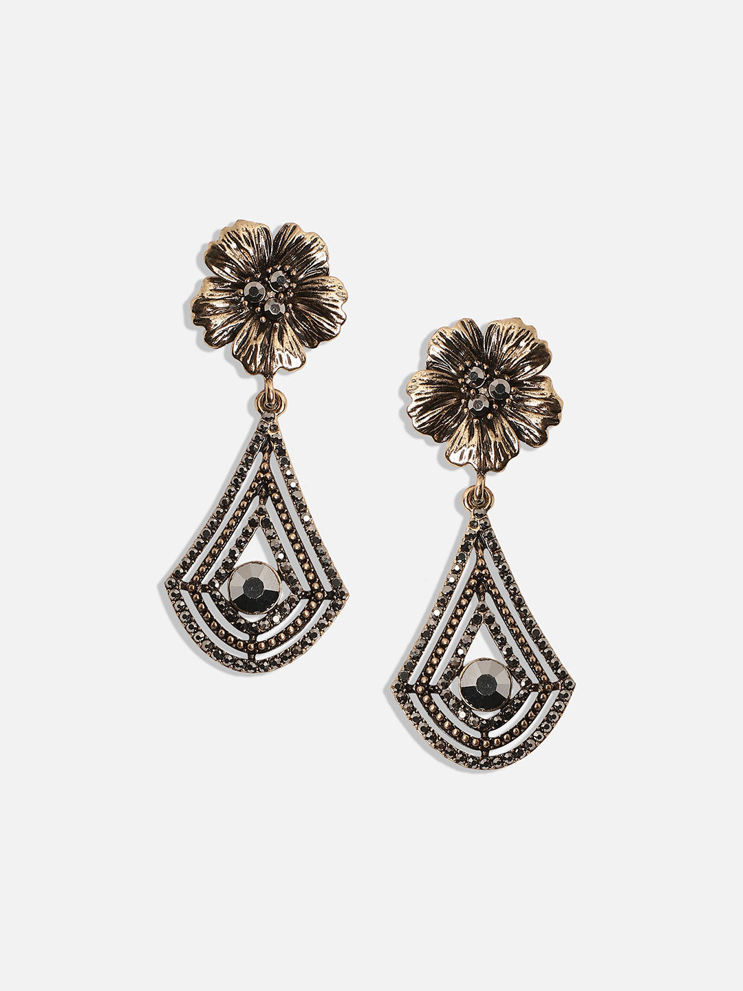 Gold-Plated Contemporary Drop Earrings