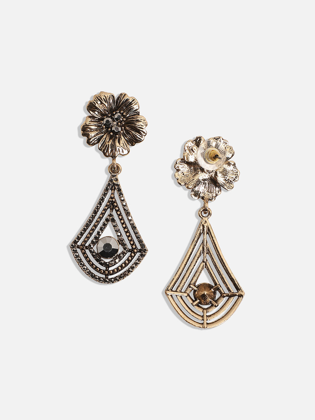 Gold-Plated Contemporary Drop Earrings