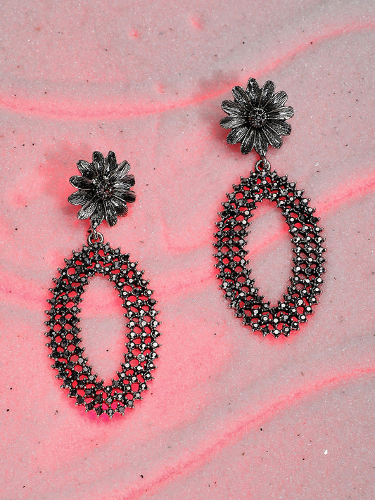 Silver-Plated Contemporary Drop Earrings