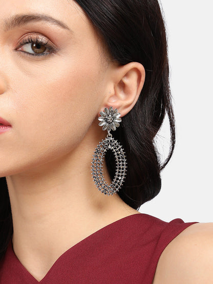 Silver-Plated Contemporary Drop Earrings