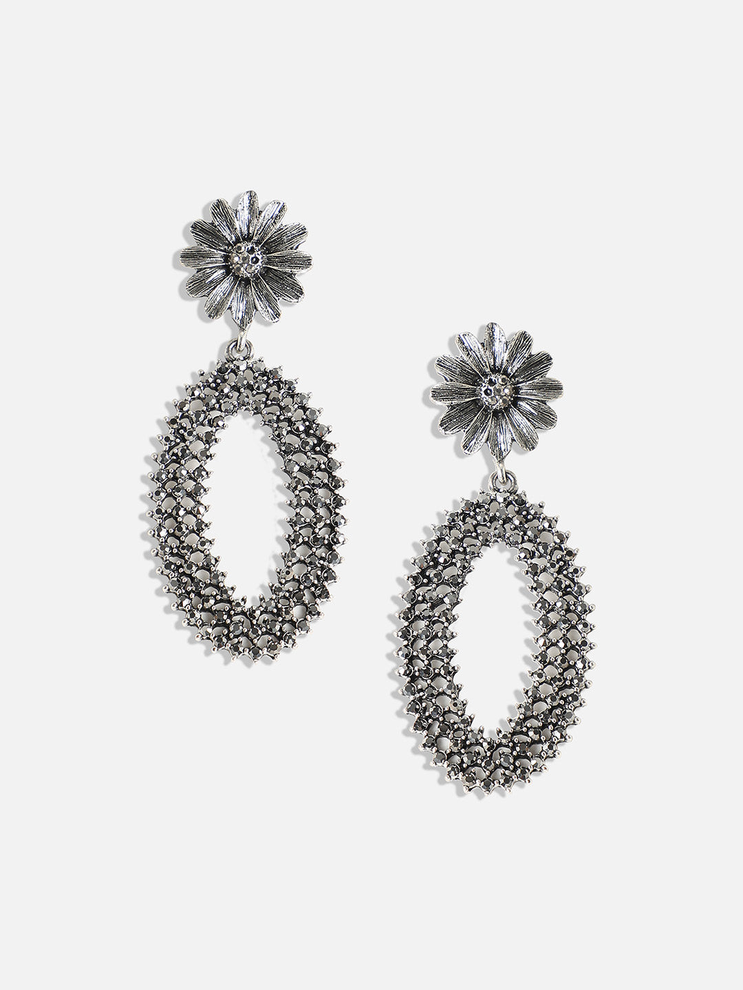 Silver-Plated Contemporary Drop Earrings