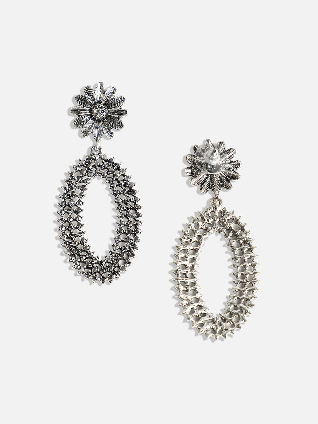 Silver-Plated Contemporary Drop Earrings