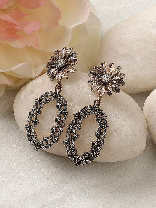 Gold-Plated Artificial Stones Contemporary Drop Earrings