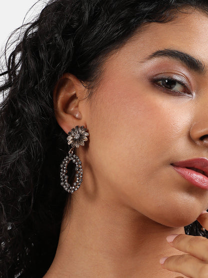 Gold-Plated Artificial Stones Contemporary Drop Earrings