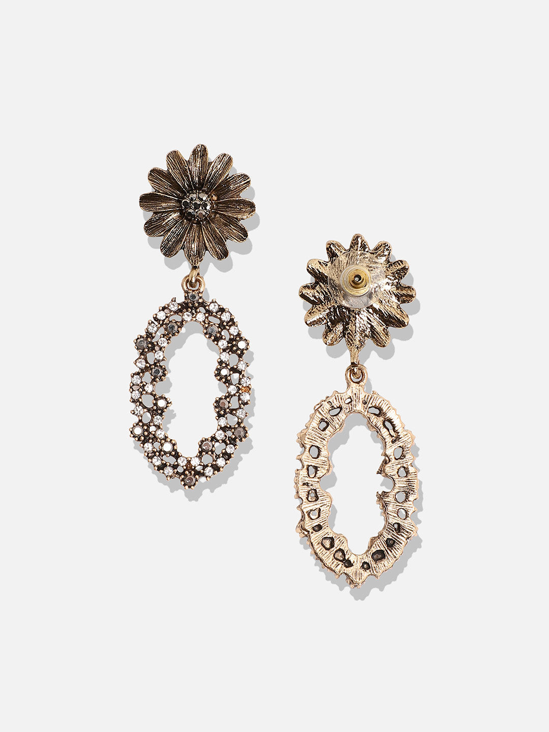 Gold-Plated Artificial Stones Contemporary Drop Earrings