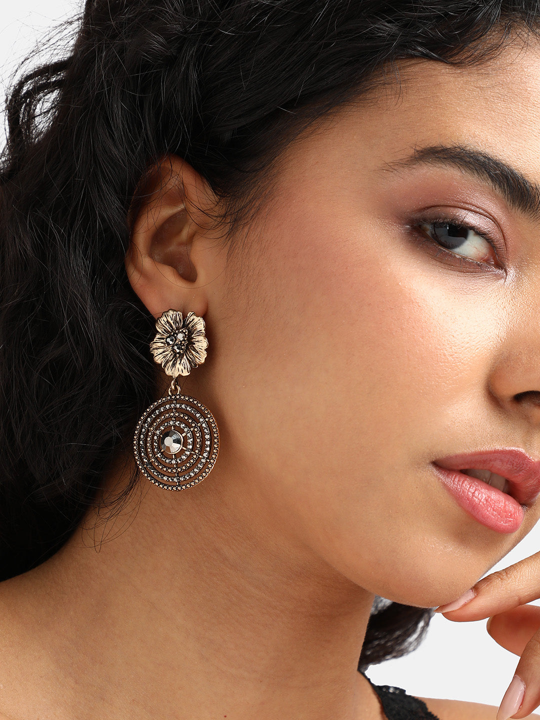 Gold-Plated Contemporary Drop Earrings