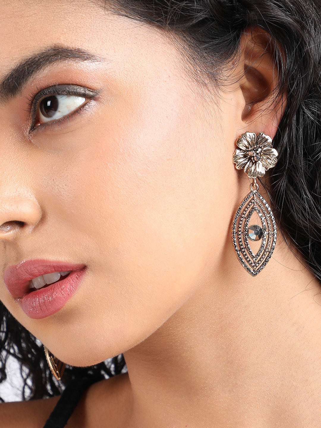 Gold-Plated Contemporary Drop Earrings