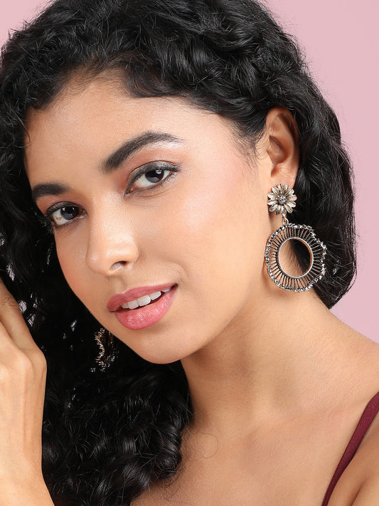 Gold-Plated Contemporary Drop Earrings