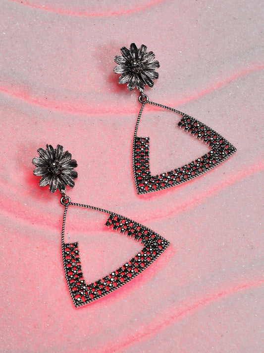 Silver-Plated Contemporary Drop Earrings