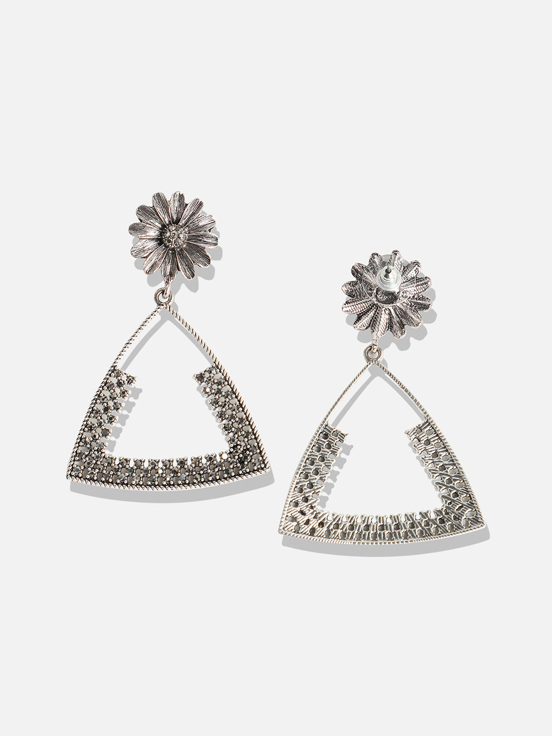Silver-Plated Contemporary Drop Earrings