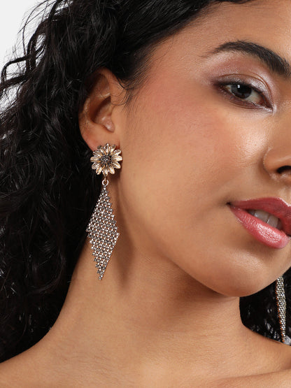 Gold-Plated Contemporary Drop Earrings