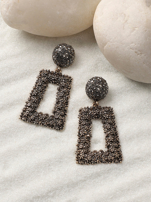 Gold-Plated Geometric-Shaped Drop Earrings