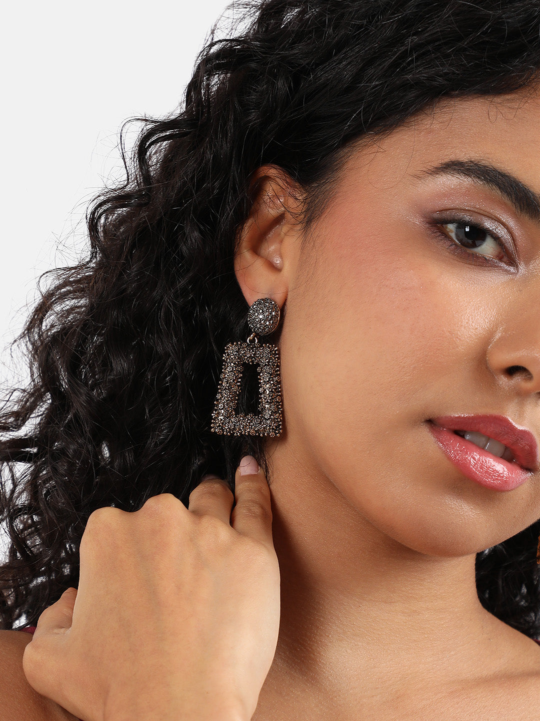 Gold-Plated Geometric-Shaped Drop Earrings