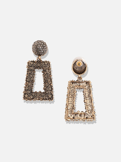 Gold-Plated Geometric-Shaped Drop Earrings