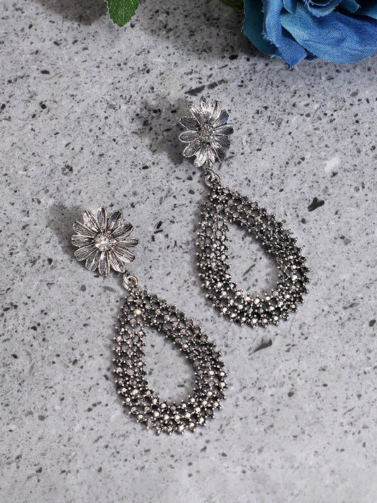 Silver-Plated Contemporary Drop Earrings