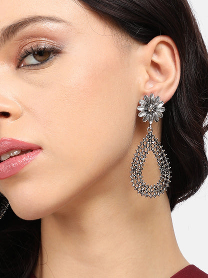 Silver-Plated Contemporary Drop Earrings