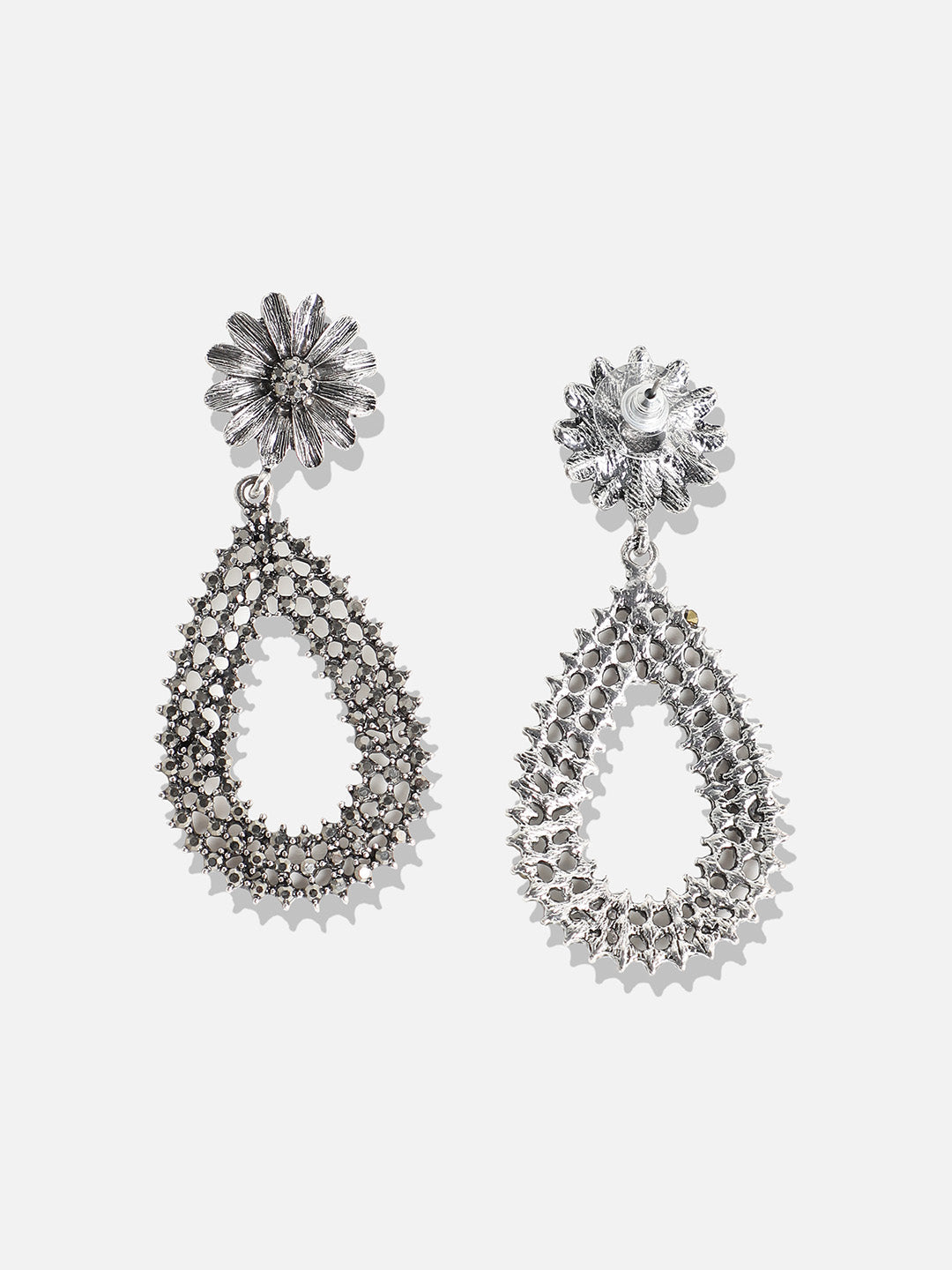 Silver-Plated Contemporary Drop Earrings